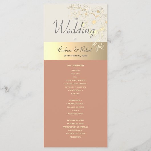 Boho Terracotta Huwelijksprogramma Programmakaart (Voorkant)