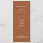 Boho Terracotta Huwelijksprogramma Programmakaart (Achterkant)