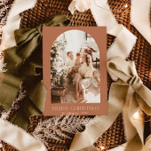 Boho Terracotta kerstkaart | Moderne foto Kaart