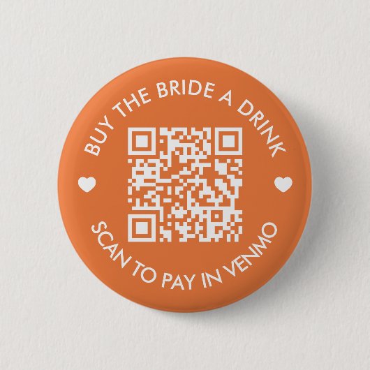 Boho Terracotta Koop De Bruid Eén Drank QR Code Ronde Button 5,7 Cm (Voorkant)