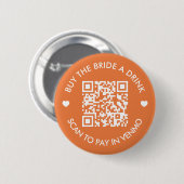 Boho Terracotta Koop De Bruid Eén Drank QR Code Ronde Button 5,7 Cm (Voorkant /achterkant)