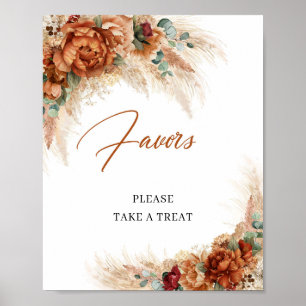 Boho terracotta koperen pampas burgundy Favors Poster