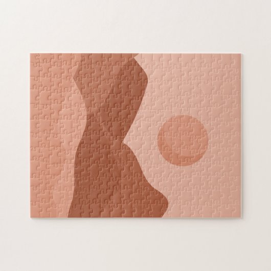 Boho Terracotta Landscape Mountains & Moon Sun Legpuzzel (Horizontaal)