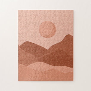 Boho Terracotta Landscape Mountains & Moon Sun Legpuzzel