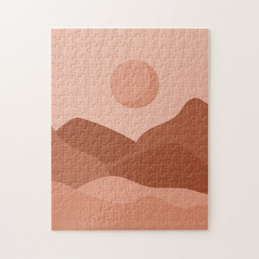 Boho Terracotta Landscape Mountains & Moon Sun Legpuzzel (Verticaal)