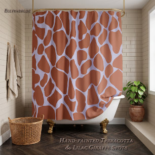 Boho Terracotta Lila Giraffe Vlekken Bad Decoratie Douchegordijn