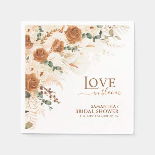 Boho Terracotta Love in Bloom Bridal Shower Servet (Voorkant)