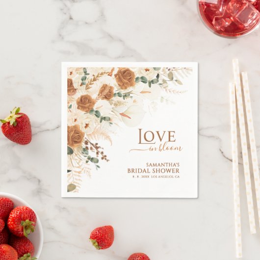 Boho Terracotta Love in Bloom Bruidsdiner Servet (Insitu)