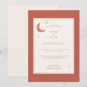 Boho Terracotta Maan Sterren Uitnodiging voor het  (Voorkant / Achterkant)