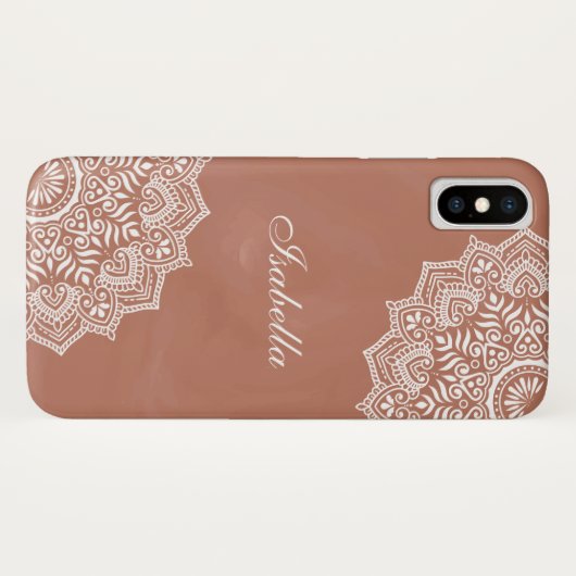 Boho Terracotta Mandala Aangepaste naam Case-Mate iPhone Case (Achterkant (horizontaal))