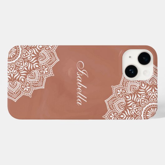 Boho Terracotta Mandala Aangepaste naam Case-Mate iPhone Case (Achterkant (horizontaal))