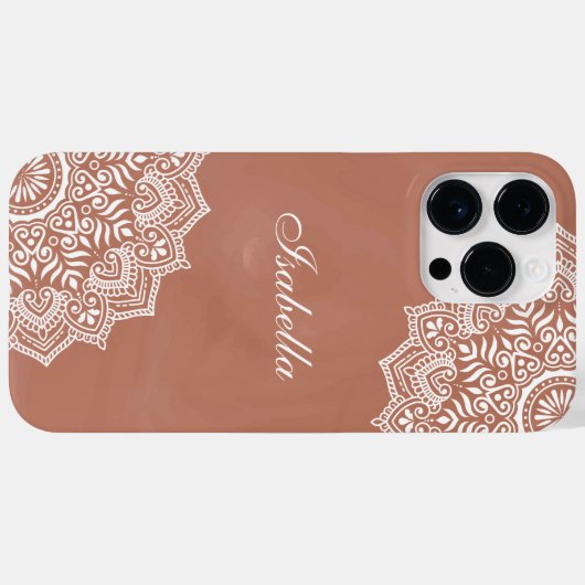 Boho Terracotta Mandala Aangepaste naam Case-Mate iPhone Case (Achterkant (horizontaal))