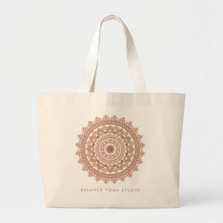 Boho Terracotta Mandala Aangepaste naam Grote Tote Bag