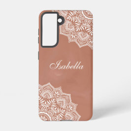 Boho Terracotta Mandala Aangepaste naam Samsung Galaxy Hoesje