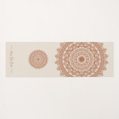 Boho Terracotta Mandala op Ivory Custom Name Yogamat (Achterkant (horizontaal))
