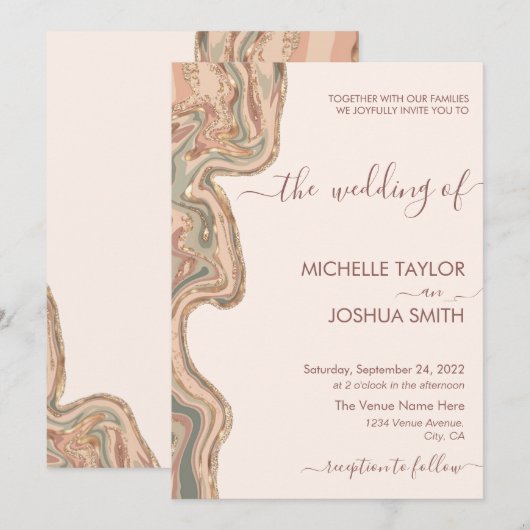 Boho Terracotta Marble Stone Earthy Agate Kaart (Voorkant / Achterkant)