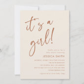 Boho Terracotta Meisje Baby Shower Kaart (Voorkant)