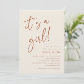 Boho Terracotta Meisje Baby Shower Kaart (Staand voorkant)