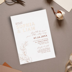 Boho Terracotta met RSVP QR Code Weddenschap Folie Uitnodiging
