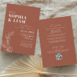 Boho Terracotta met RSVP QR Code Weddenschap Kaart<br><div class="desc">Een minimalistische trouwuitnodiging in terracotta met witte typografie voor de ultieme boho blik, omvat de ruimten van de sjabloon op de rug om details en de QR Code toe te voegen RSVP als u om het even welke passende design nodig hebt die niet in het collectie zijn of om het...</div>