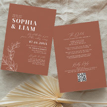 Boho Terracotta met RSVP QR Code Weddenschap
