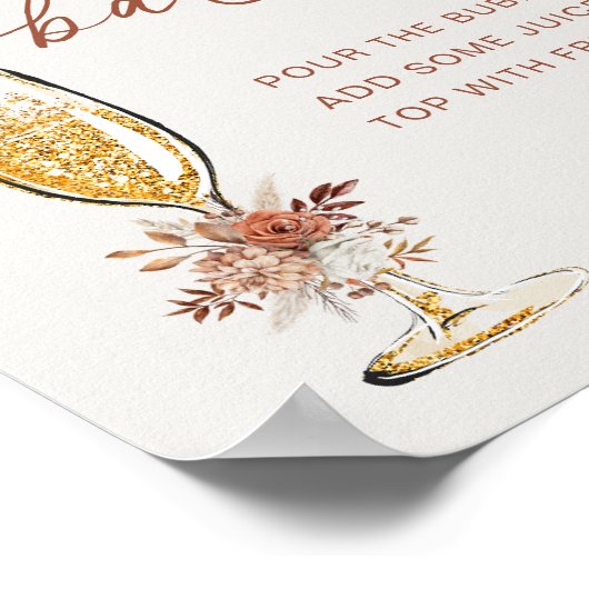 Boho Terracotta Mimosa Bar Bloemen Poster (Hoek)