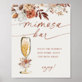 Boho Terracotta Mimosa Bar Bloemen Poster (Voorkant)