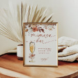 Boho Terracotta Mimosa Bar Bloemen Poster<br><div class="desc">Elegante kalligrafie terracotta en crème vrijgezellenfeest mimosa bar teken.</div>