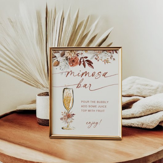 Boho Terracotta Mimosa Bar Bloemen Poster