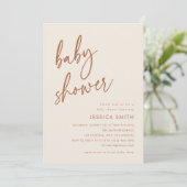 Boho Terracotta Minimal Baby Borrel Kaart (Staand voorkant)