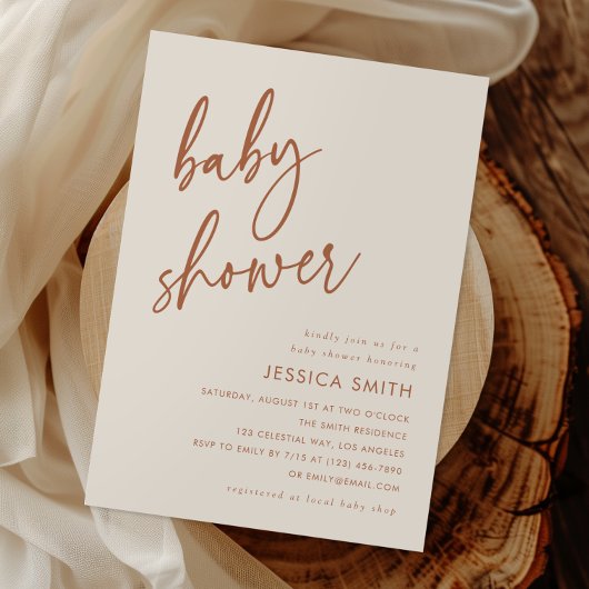 Boho Terracotta Minimal Baby Borrel Kaart