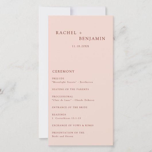 Boho Terracotta Minimal Wedding Ceremony Modern (Voorkant)