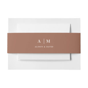 Boho Terracotta Minimale en Chique Monogram Bruilo Uitnodigingen Wikkel