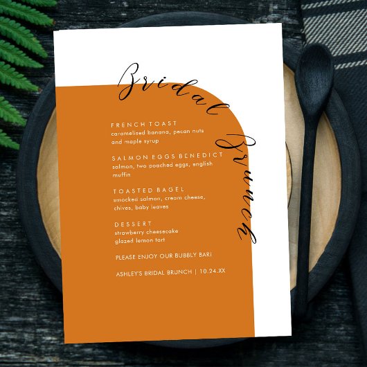 Boho Terracotta Minimale Tekst Bridal Brunch Menu