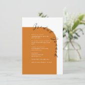 Boho Terracotta Minimale Tekst Bridal Brunch Menu (Staand voorkant)