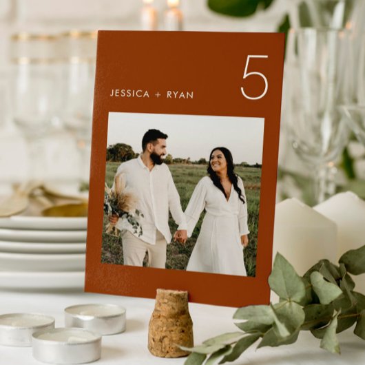 Boho Terracotta Minimalist Wedding Foto Kaart