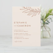 Boho terracotta minimalistisch gebladerte bruiloft kaart (Staand voorkant)