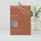 Boho terracotta minimalistisch gebladerte bruiloft RSVP kaartje (Staand voorkant)
