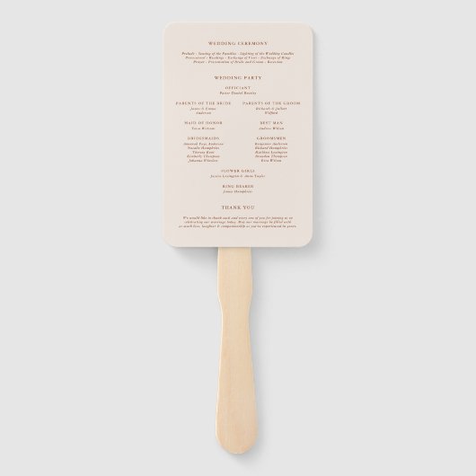 Boho Terracotta Minimalistisch Plantaardig Program Handwaaier (Achterkant)