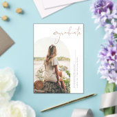 Boho Terracotta Minimalistische boog Foto Afstuder Acryl Uitnodigingen (Insitu (Huwelijk))