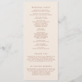 Boho Terracotta Minimalistische Botanicals Bruilof Programmakaart (Achterkant)