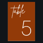 Boho Terracotta Minimalistische Bruiloft Tafel Kaa Kaart<br><div class="desc">Boho Modern Terracotta Minimalist Wedding Table Numbers</div>