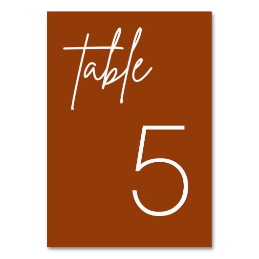 Boho Terracotta Minimalistische Trouwtafelkaart Kaart (Voorkant)