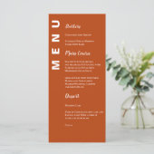 Boho Terracotta Minimalistische Wedding Menu Kaart (Staand voorkant)