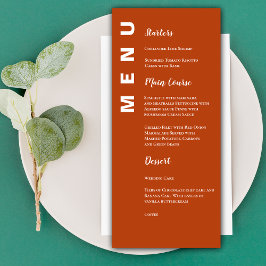 Boho Terracotta Minimalistische Wedding Menu Kaart