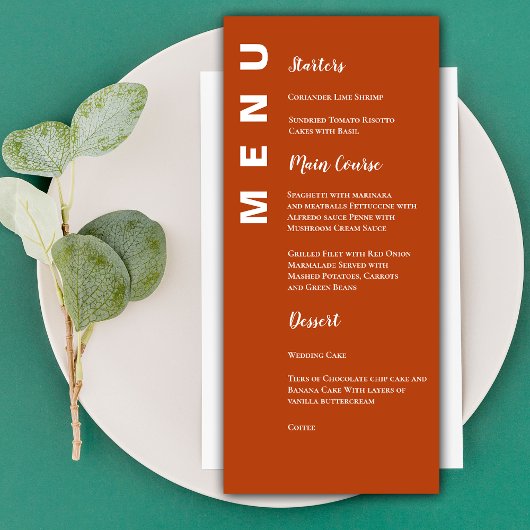 Boho Terracotta Minimalistische Wedding Menu Kaart