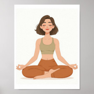 Boho Terracotta Minimalistische Yoga Wand Kunst Po Poster