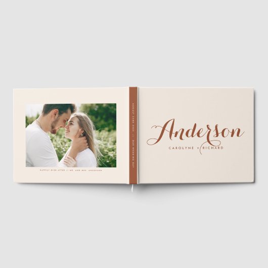 Boho Terracotta Modern Calligraphy Wedding Gastenboek (Volledig)