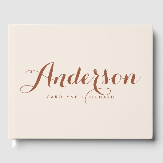 Boho Terracotta Modern Calligraphy Wedding Gastenboek (Voorkant)