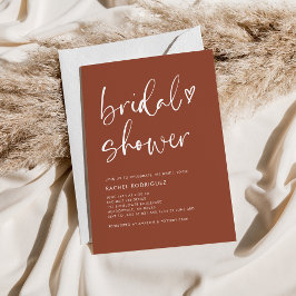 Boho Terracotta Modern Heart Script Vrijgezellenfe Kaart